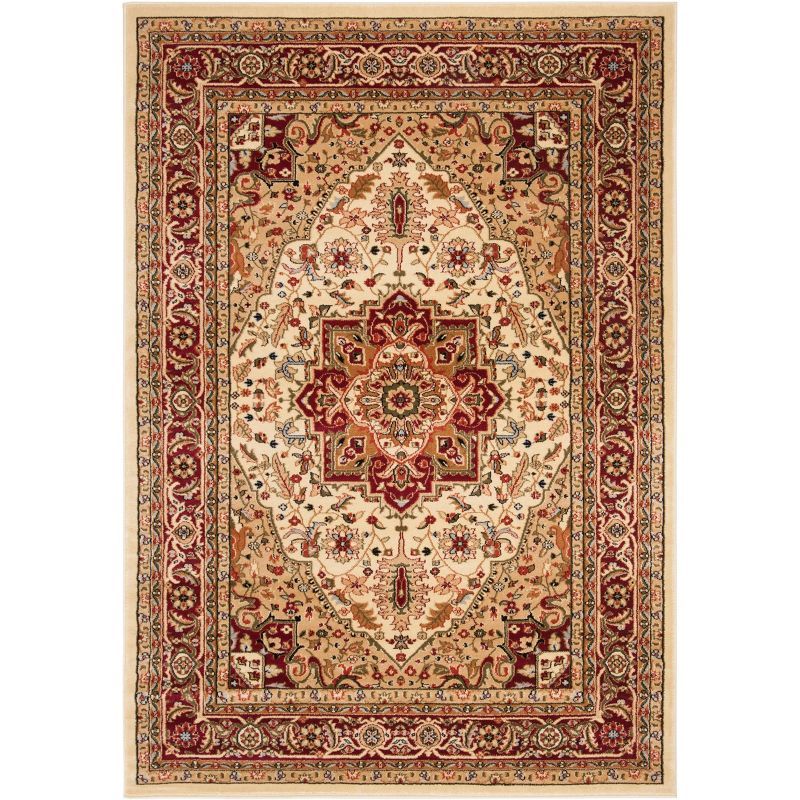 Ivory and Red Floral Safavid Style Area Rug