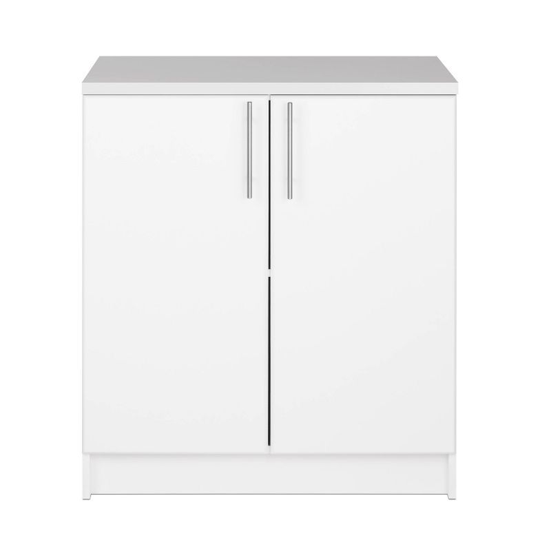 Freestanding White Office Storage Cabinet with Adjustable Shelving