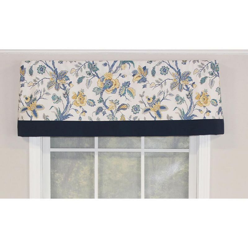 Gianna Floral Cotton Blend Scalloped Window Valance with Contrast Banding