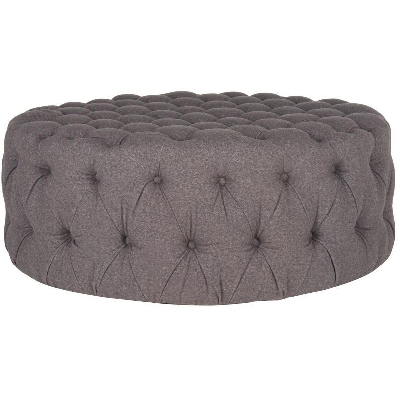 Charlene Gray Tufted Round Cocktail Ottoman