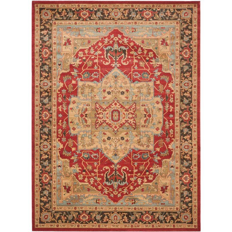 Elegant Heirloom Natural/Navy Synthetic 8'x11' Area Rug