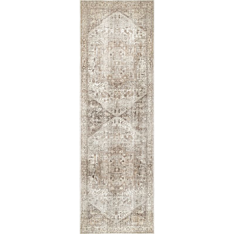 Reversible Silver Medallion 30" Synthetic Runner Rug