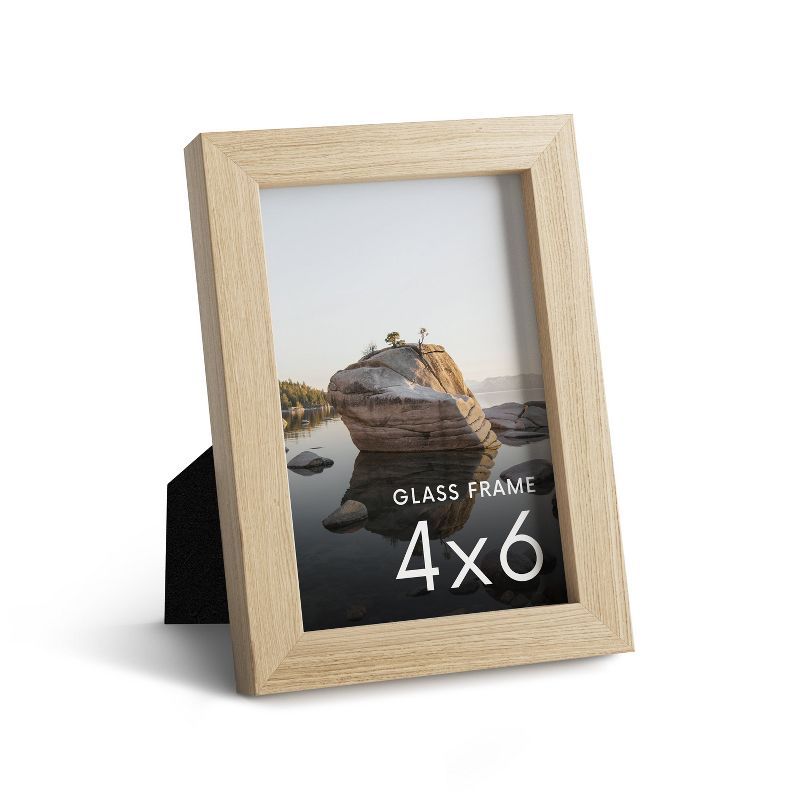 Natural Oak 4x6 Tabletop and Wall Picture Frame with Glass