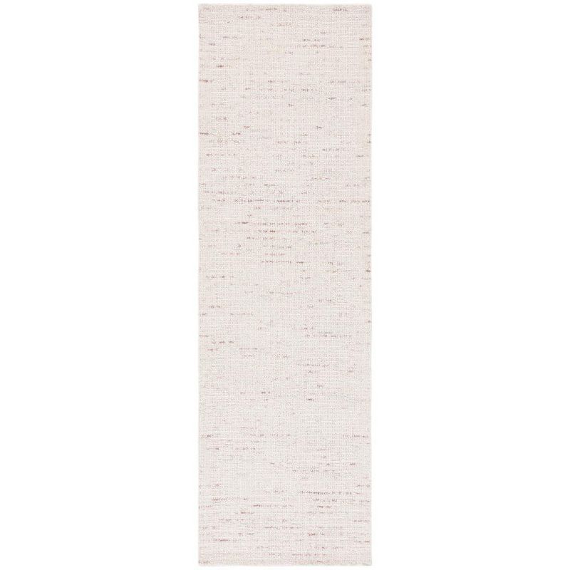 Ivory and Brown Handmade Wool Abstract Runner Rug
