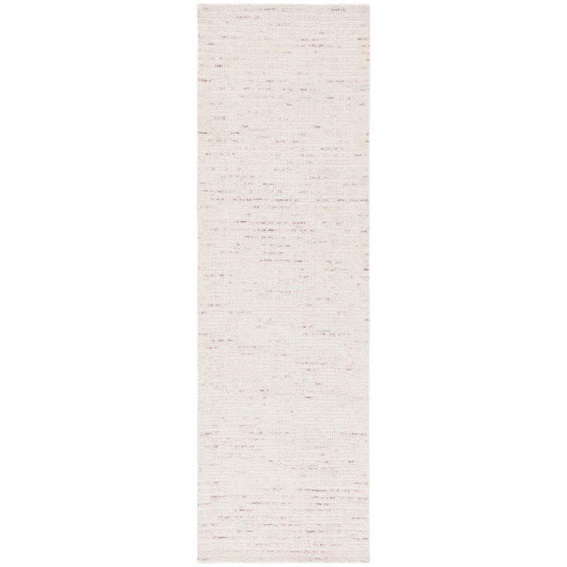 Ivory and Brown Handmade Wool Abstract Runner Rug