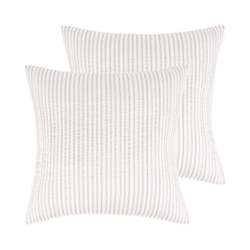 Tobago Stripe Taupe Cotton Euro Sham Set