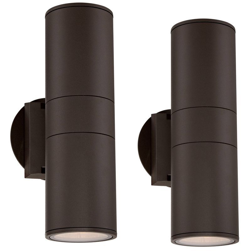 Ellis Bronze Cylinder Dual-Light Modern Wall Sconce Set