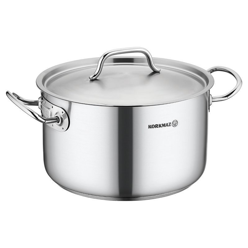 Korkmaz 2-Liter Silver Stainless Steel Casserole with Lid