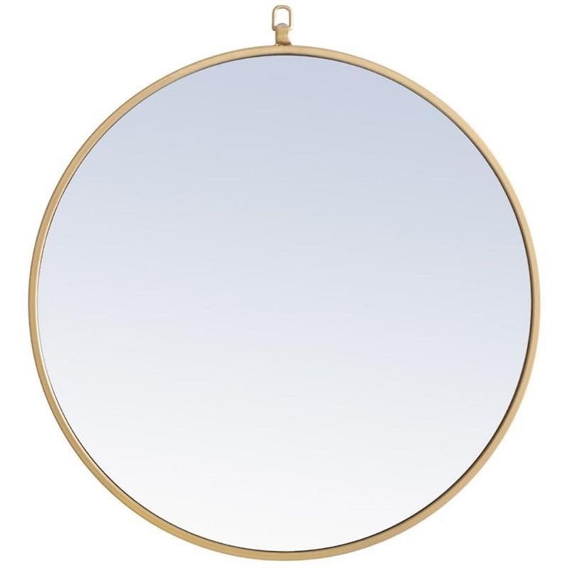 Elegant Brass Round Mirror with Metal Frame, 24-inch