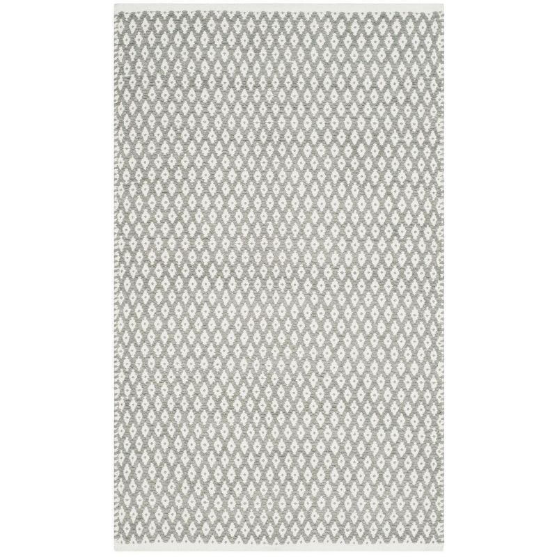 Handwoven Gray Geometric Wool-Cotton Blend Area Rug, 2'6" x 4'