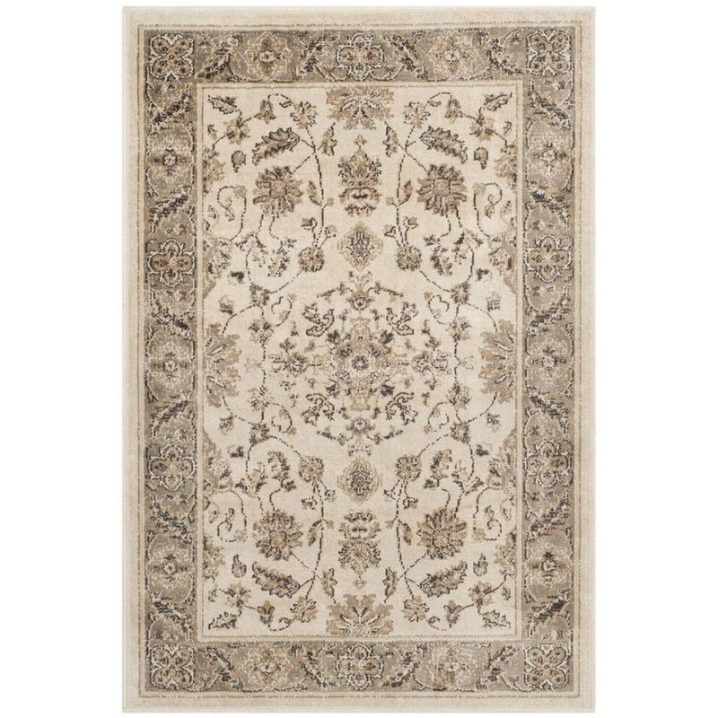 Elegant Stone & Mouse 24" Transitional Vintage Wool-Blend Rug