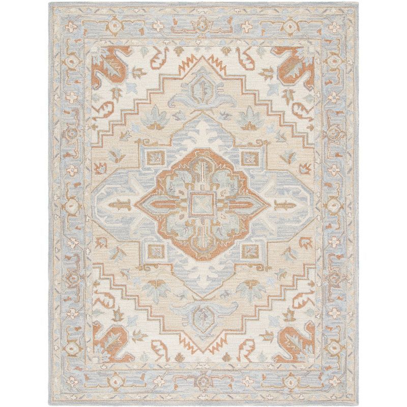 Elegant Gray 54" Hand-Tufted Wool Area Rug with Non-Slip Backing