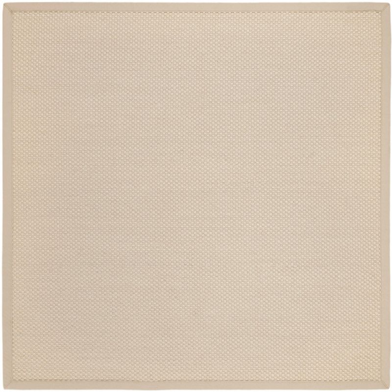 Ivory and Light Beige 4' Square Hand-Knotted Sisal Rug