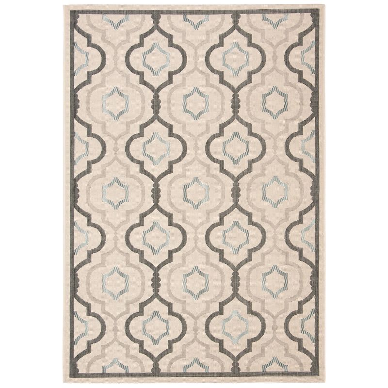 Gray Geometric Low Pile Indoor/Outdoor Area Rug