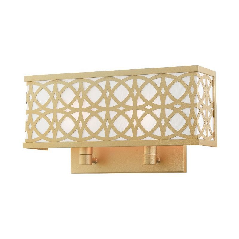 Calinda Soft Gold 2-Light Dimmable Wall Sconce with Off-White Shade