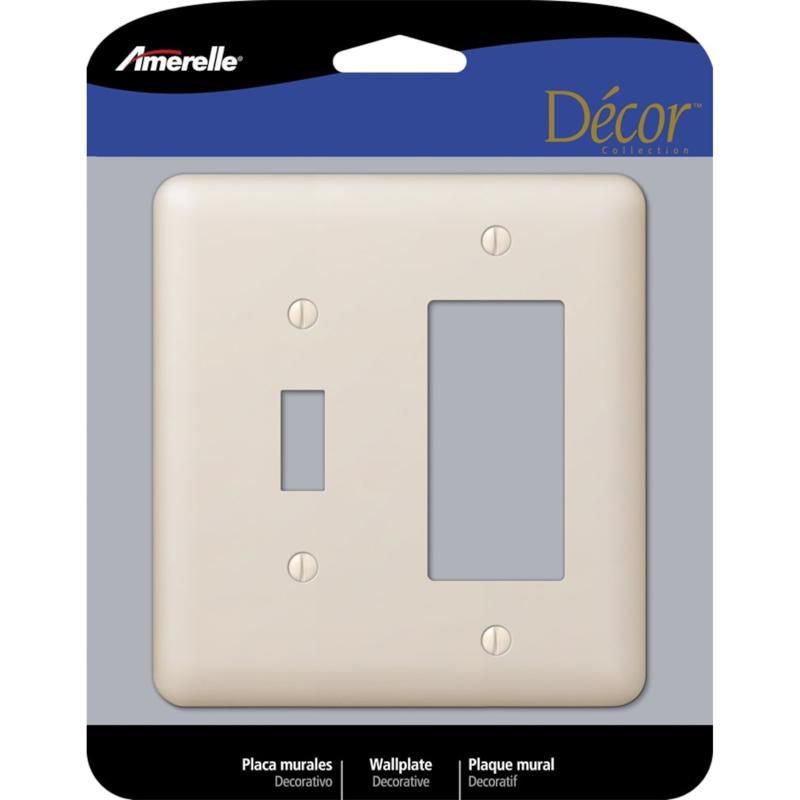 Amerelle Almond 2-Gang Stamped Steel Decorator Toggle Wall Plate