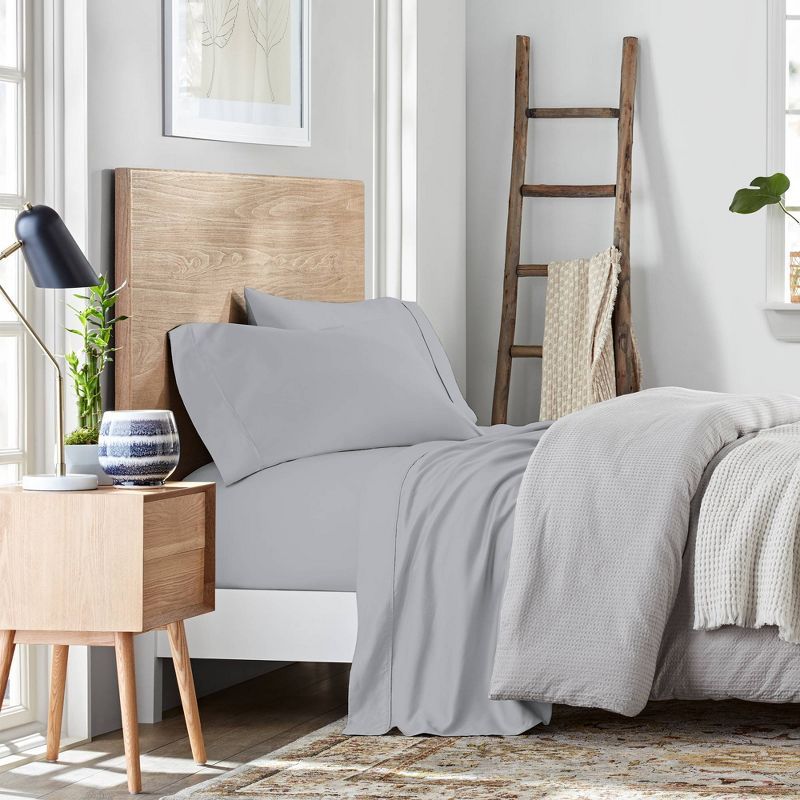 King Soft Silver Cotton Blend Deep Pocket Sheet Set