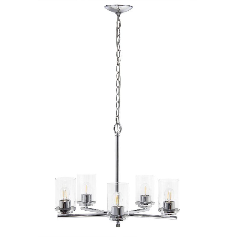 Elegant Chrome 5-Light Clear Glass Overhead Pendant Chandelier