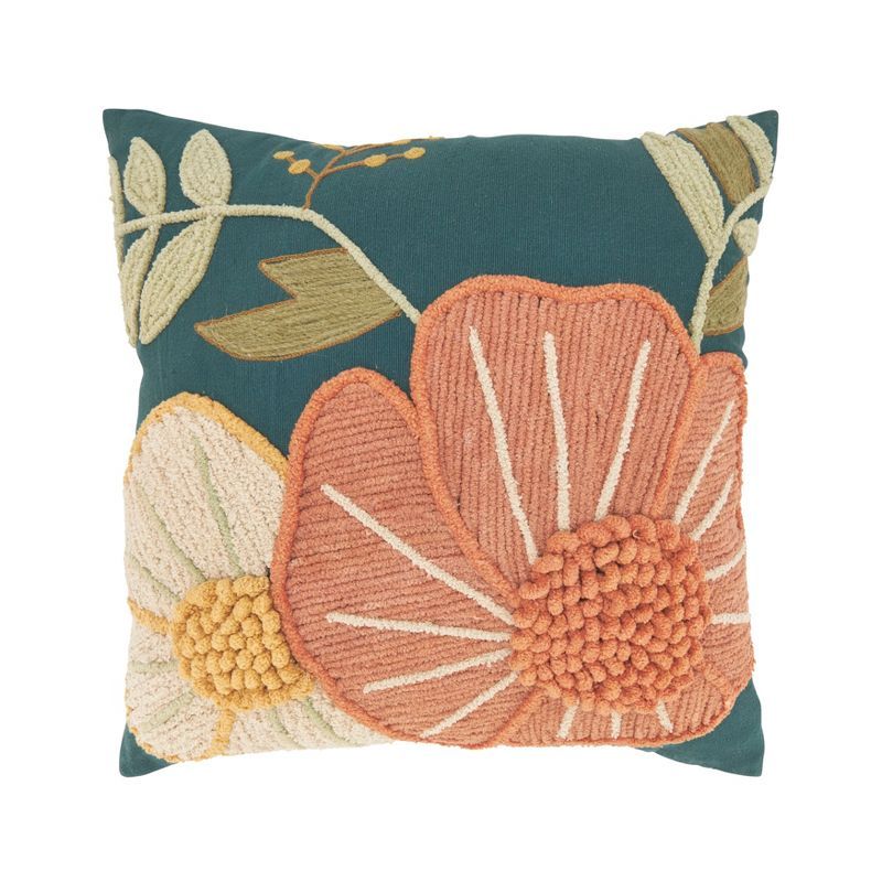 Blossom Burst 20" Multicolor Cotton Throw Pillow