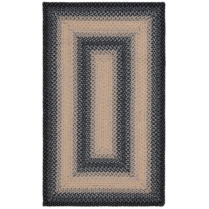 Black and Gray Braided Reversible Synthetic Area Rug