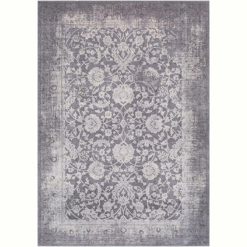 Meadows Medium Gray Wool Floral 4' x 6' Area Rug