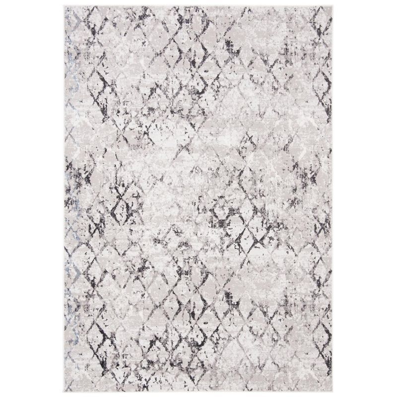 Modish Gray Rectangular Hand-Knotted Area Rug, 5'3" x 7'6"