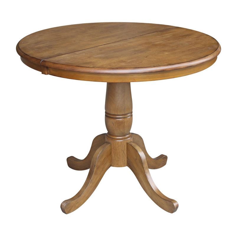 Pecan Round Extendable Wood Counter Height Table