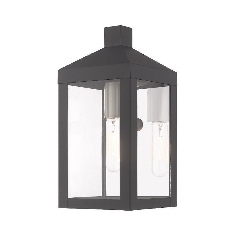 Scandinavian Gray Clear Glass Outdoor Wall Lantern Sconce