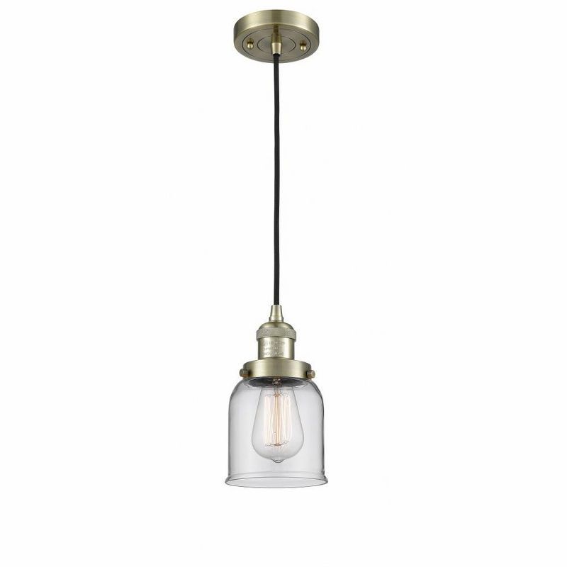 Antique Brass Mini Pendant Light with Clear Glass Shade