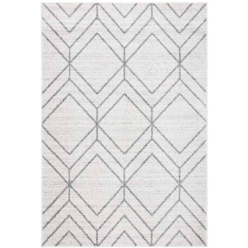 Light Grey and Dark Grey Geometric 6' x 9' Synthetic Area Rug