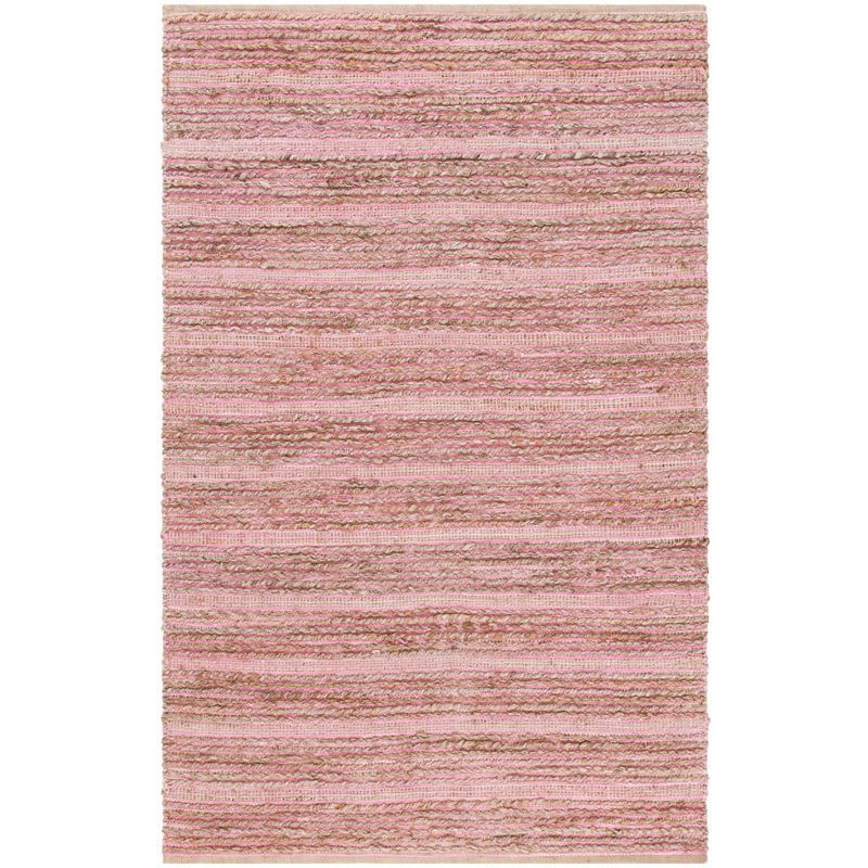 Light Pink Flat Woven Reversible Cotton Area Rug, 4' x 6'