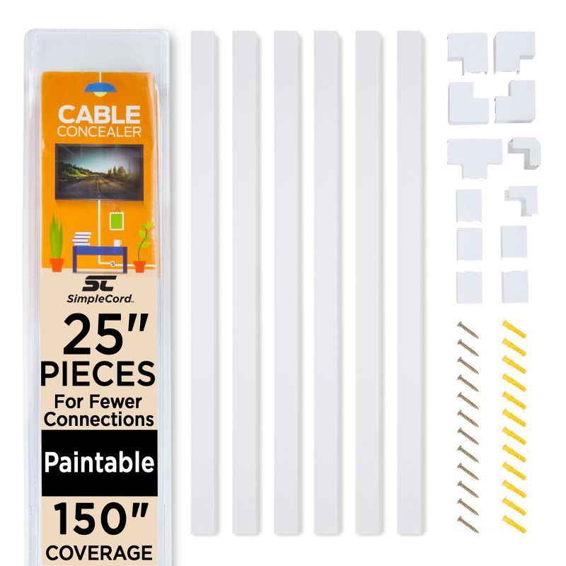 White 150-inch Paintable Cable Management Kit with 25-inch Cord Covers