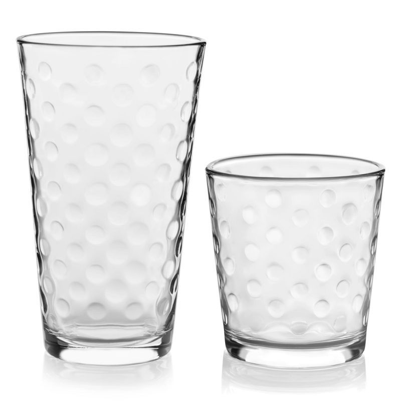 Awa Clear Polka Dot 16-Piece Glass Tumbler and Rocks Set