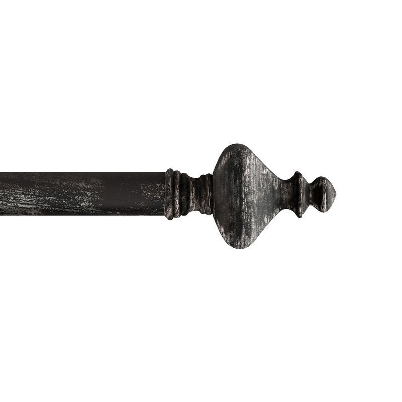 Antique Black Adjustable Curtain Rod with Finials, 48-84 inches