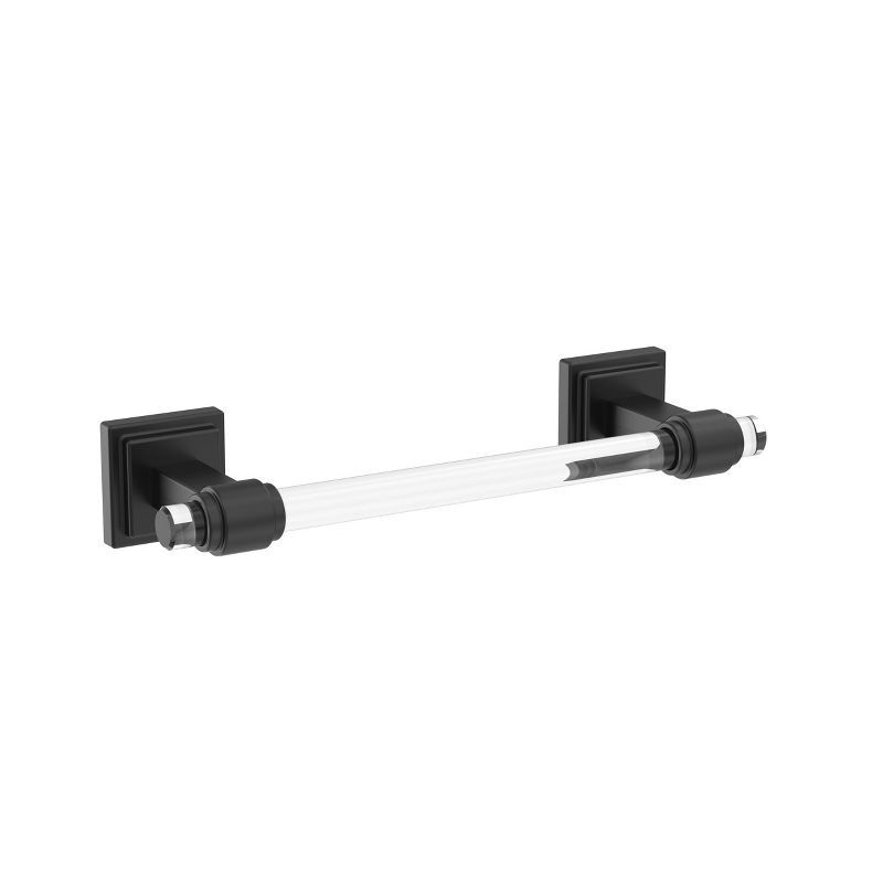 Glacio 8 Inch Clear and Matte Black Wall Mounted Towel Bar