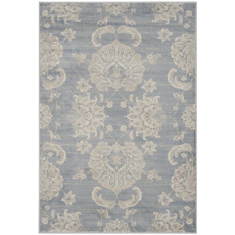 Elegant Grey Ivory Hand-Knotted 4' x 6' Viscose Area Rug