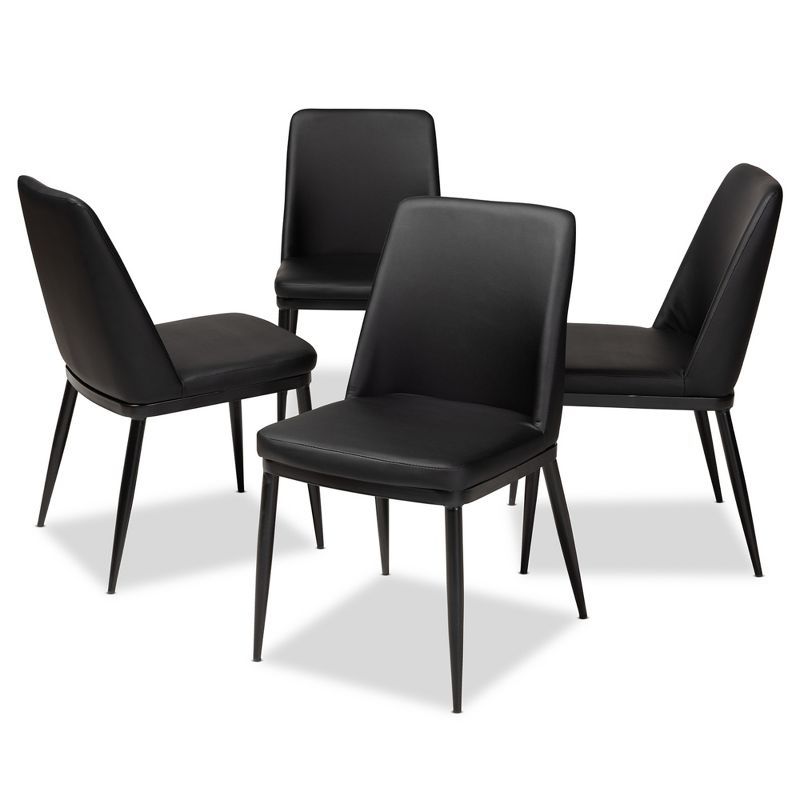 Darcell Black Faux Leather Upholstered Dining Chair Set