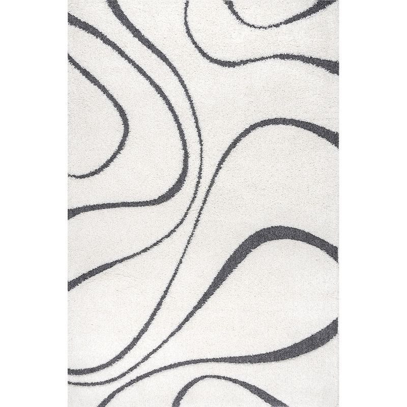 Reversible Beige Shag Rectangular Area Rug with Easy Care