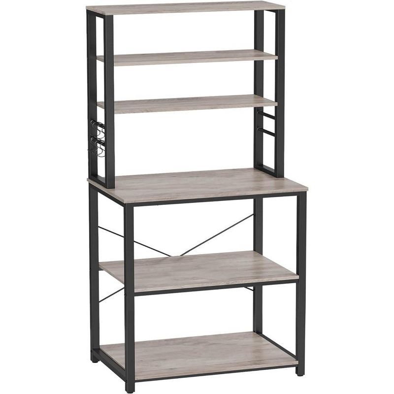 Greige and Black 6-Tier Industrial Kitchen Baker's Rack