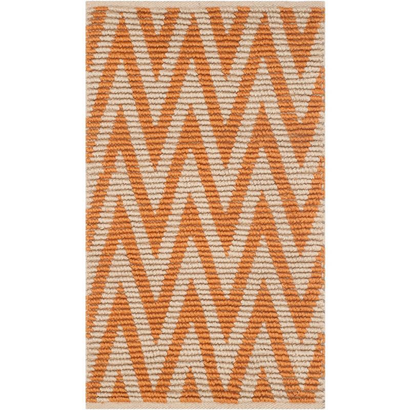 Cape Cod Natural Orange Hand-Knotted Wool and Cotton Area Rug, 2'3" x 3'9"