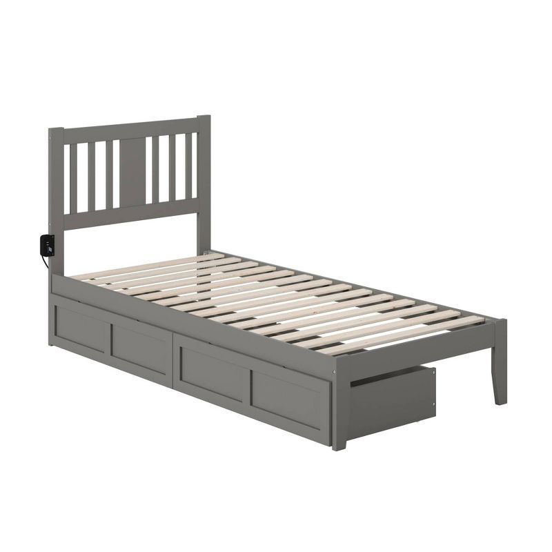 Tahoe Twin XL Gray Wood Platform Bed with Storage Drawers