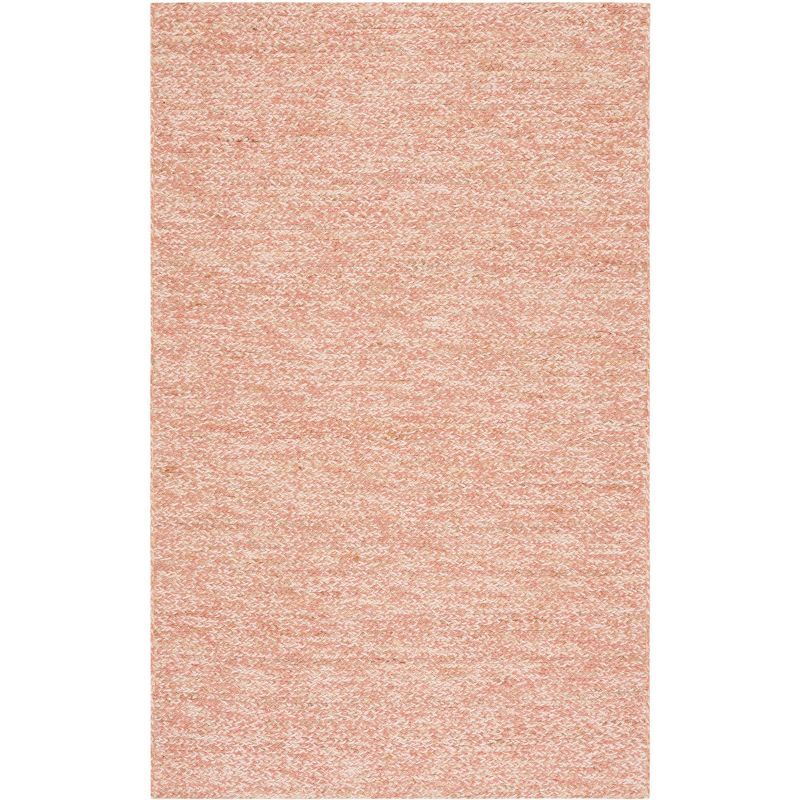 Handmade Pink and Natural Wool Area Rug 3' x 5'
