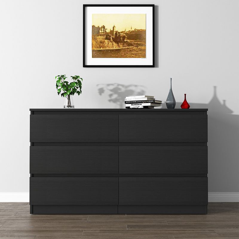 Black Modern Double Dresser with Extra Deep Drawers