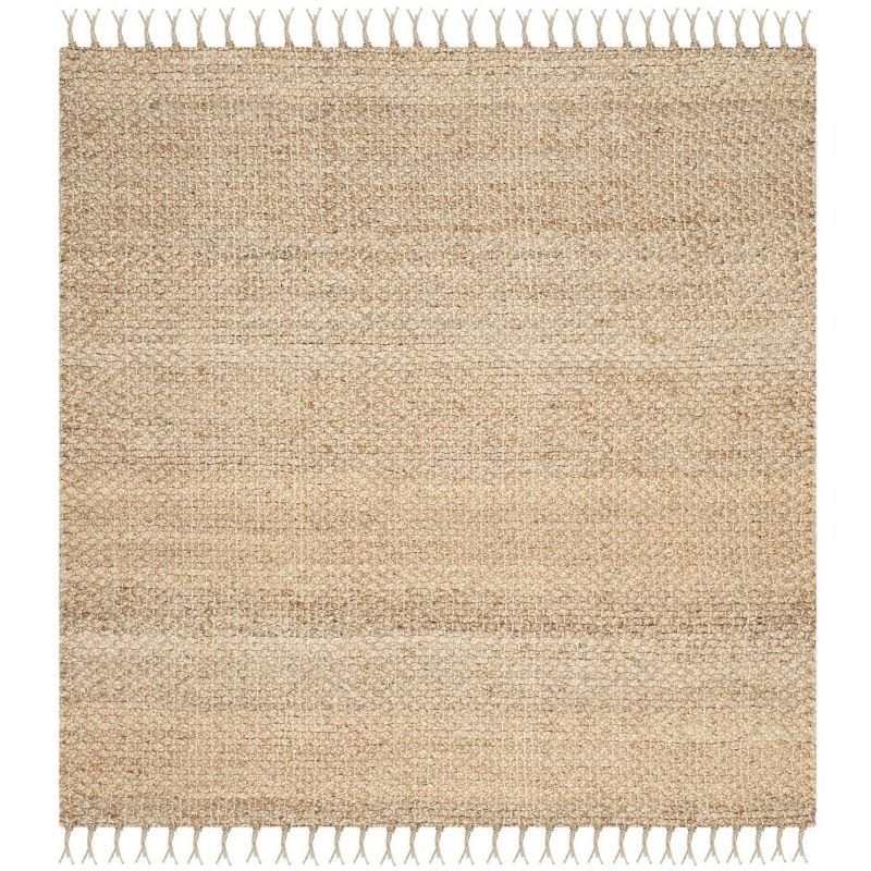 Beige Handmade Tufted Jute Square Area Rug