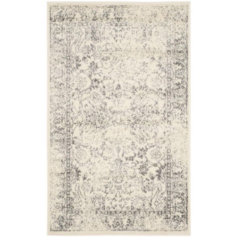 Ivory and Silver Hand-Knotted Synthetic 3'x5' Reversible Rug