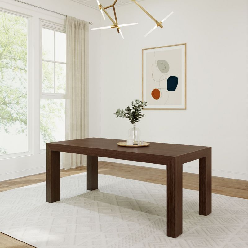Walnut Wirebrush Solid Wood Rectangular Dining Table for Six