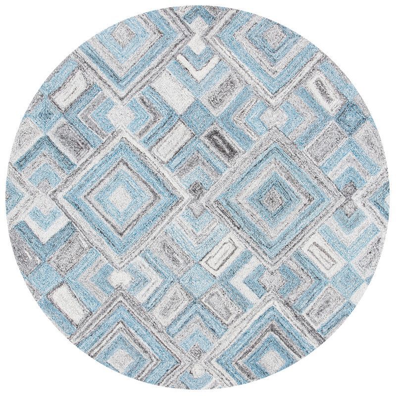 Hand-Tufted Abstract Gray Wool 6' Round Area Rug