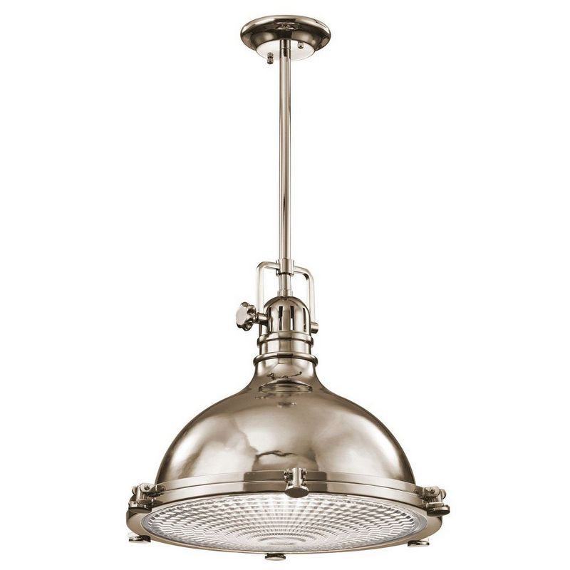 Polished Nickel 16" Glass Dome Pendant Light