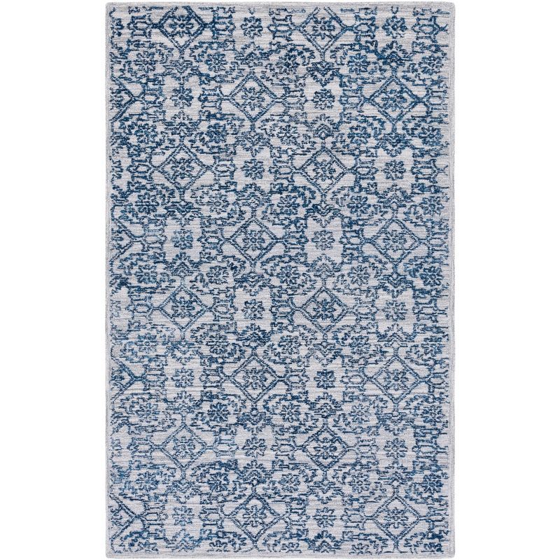 Blue Hand-Tufted Wool 4' x 6' Rectangular Area Rug