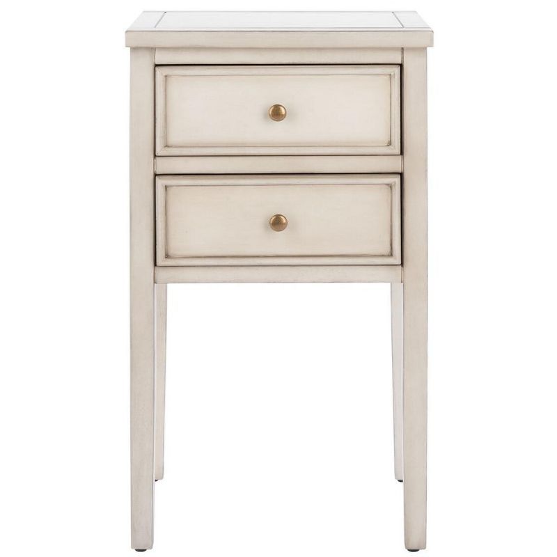 White Lacquered Ash and Elm 2-Drawer Accent Table